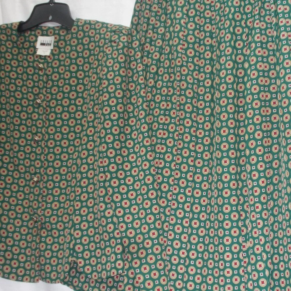 Leslie Fay career top & pleated skirt, size 12 - Picture 1 of 5